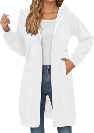Generic Hoodies For Women Uk With Pockets Longline Cardigans Jackets Zip Up Hoodie Womens Hoodies Sweatshirt Solid Color Long Sleeve Hooded Sweatshirts Outwea