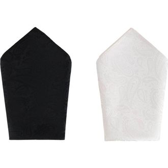 Trafalgar Store Banbury Tone on Tone Paisley 12 inch Silk Pocket Square Set in Black And White Paisley at Nordstrom