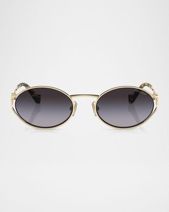 Miu Miu Cut-Out Metal & Plastic Oval Sunglasses