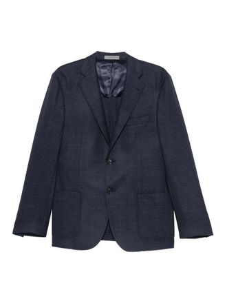 Corneliani Single-breasted jacket in blue virgin wool