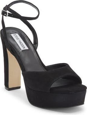 Steve Madden Assured Ankle Strap Platform Sandal in Black Nubuck at Nordstrom Rack, Size 9.5
