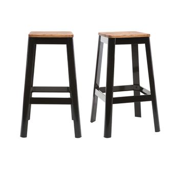 Miliboo Miliboo - Set De 2 Taburetes De Cocina Industriales De Metal Negro Y Madera 75 Cm Nick