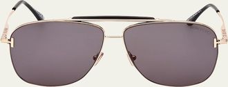 Tom Ford Jaden T Logo Metal Aviator Sunglasses