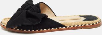 Paloma Barcel&oacute; Black Suede Geranio Knotted Flat Slides