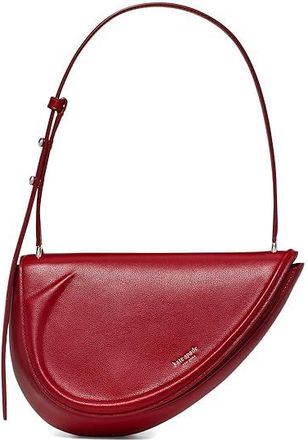 Kate Spade New York The Spade Fine Grain Leather Shoulder Bag Shoulder Womens Handbags Dark Scarlet