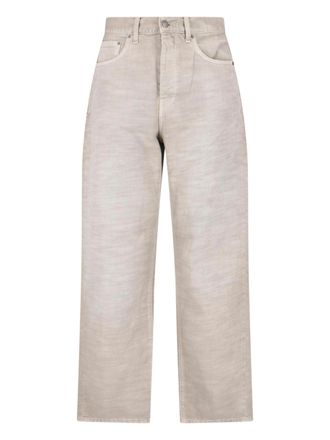 Haikure Beige Wide-Leg Cotton Denim Straight Jeans