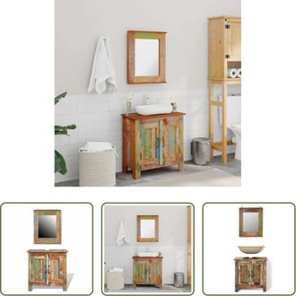 vidaXL vidaXL Mobili vintage - Armadietto in Legno di recupero solido per Bagno con Specchio