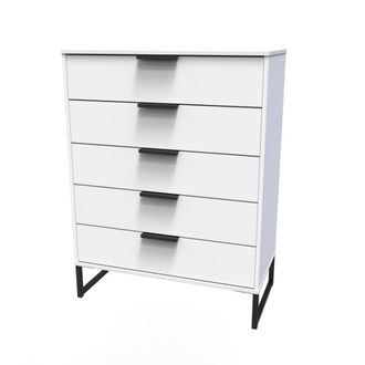 Welcome Furniture Havana Ready Assembled Chest of Drawers with 5 Drawers - White Matt - Welcome Furniture | TJ Hughes
