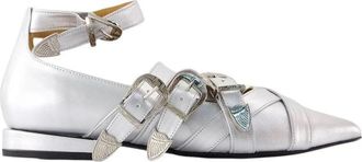 Toga Archives Zilveren Leren Puntige Ballerinas - Dames - Ballerinas - Grijs - 40 EU - Leer - Schoenen