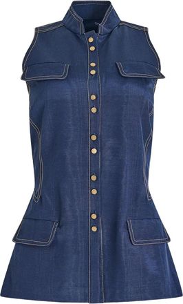 Rosie Assoulin ridged buttoned vest - women - Fabric - 12 - Blue