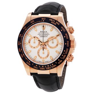 Rolex Cosmograph Daytona Ivory Dial Automatic Black Leather Mens Watch 116515ISL