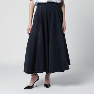 Balenciaga Navy blue maxi godet denim skirt