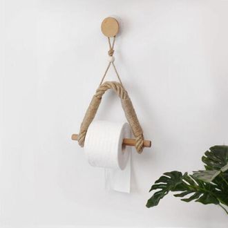 OEM Portarrollos De Papel Higi&eacute;nico Retro De Cuerda De C&aacute;&ntilde;amo, Apto Para El Ba&ntilde;o, 1 Unidad, 35 X 24,5 Cm. - Crezuo