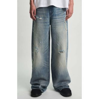 Rta Franco Distressed Wide Leg Jeans in Golden Indigo Laser Rta at Nordstrom, Size 29