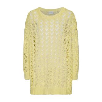Americandreams Luna Cotton Pullover - Dames - Ronde hals truien - Geel - ONE Size - Katoen - Truien & Vesten