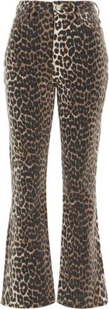 Ganni Brown Animal Print Flared Jeans