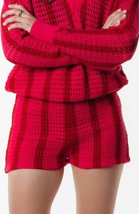 Colourful rebel Nolita Crochet Stripe Short in Medium Bright Pink at Nordstrom, Size X-Small Eu