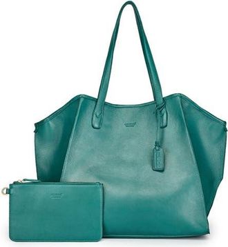 OLD TREND Iris Large Leather Carryall Tote in Teal at Nordstrom