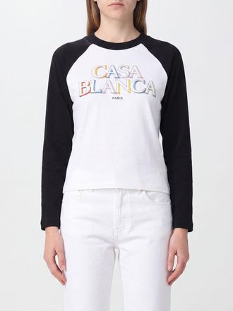 Casablanca T-shirt a maniche lunghe in cotone con logo a contrasto