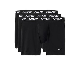 Nike All Day Cotton Stretch with Fly Boxer Brief 3-Pack Mens Underwear Black/Black/Black : LG, Cotton/Elastane/Jersey