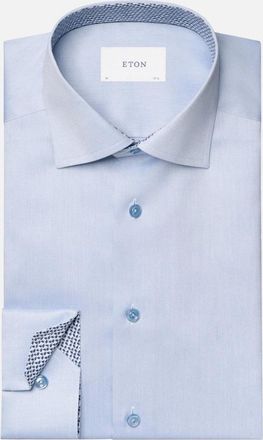 Eton Mens Eton Contemporary Fit Signature Twill Geometric Effect Shirt 21 Light Blue - Size: 36/Regular