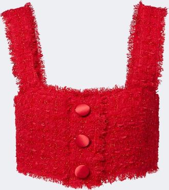 Dolce & Gabbana Cotton-blend boucl&eacute; crop top