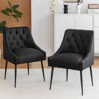 OEM Juego De 2 Sillas De Comedor Con Patas De Metal, Silla De Cocina Moderna Con Respaldo De Palanca, Sillones Para Comedor/sala De Estar (negro)