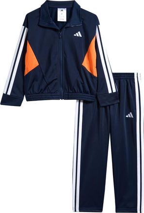 adidas Kids Colorblock Track Jacket & Pants Set in Navy With Orange at Nordstrom, Size 2T