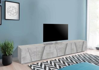 Dmora Dmora Mueble Para Tv Para Sal&oacute;n, Made In Italy, Mueble Para Tv Con 6 Puertas Batientes Con Detalle, Cm 244x44h46, Color Cemento Oscuro, Con Embalaje R