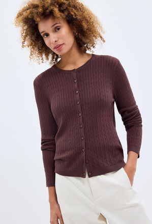 Contemporaine Womens Flowy cable-knit Cardigan Sweater