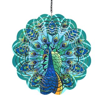 OEM Campanillas De Viento Giratorias Din&aacute;micas De Hierro - Pavo Real Azul