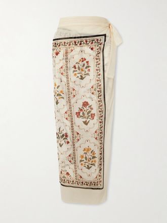 Agua Bendita Pareo In Voile Di Misto Cotone E Seta Stampato Lavanda Andes - Multicolore