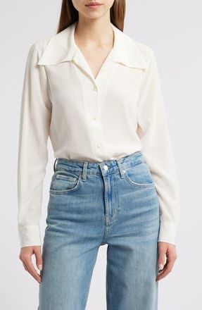Frame Denim The Moment Silk Button-Up Shirt in Cream at Nordstrom Rack, Size X-Small