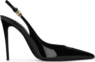Dolce & Gabbana DNA patent-leather slingback pumps - women - Calf Leather/Goat Skin/CALFSKIN - 36.5 - Black