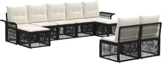 vidaXL Conjunto De Sof&aacute;s De Jard&iacute;n 9 Uds. Negro Rat&aacute;n Sint&eacute;tico Vidaxl