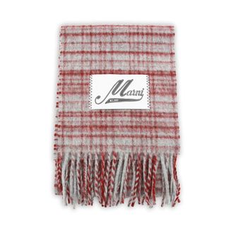 Marni Winter Scarves, male, Multicolor, Size: ONE SIZE Red Checked Wool-Mohair Scarf