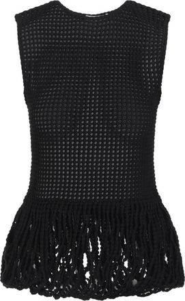 Alaia Bead Knit Peplum Tank Top - Dames - Tops zonder mouwen - Zwart - XS - Leer - Tops