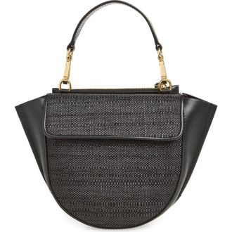 Wandler Mini Hortensia Leather & Raffia Handbag in Black Raffia at Nordstrom