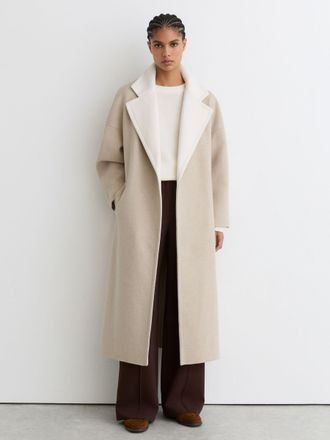 Reiss Neutral Wool Blindseam Contrast-lapel Coat, 18