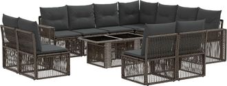 vidaXL Conjunto De Sof&aacute;s De Jard&iacute;n 12 Uds. Gris Y Gris Oscuro Vidaxl