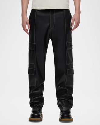 Hudson Mens Baggy Faux-Leather Cargo Pants