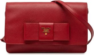 Prada Pre-owned Prada Saffiano Lux Bow Wallet On Strap Ladies UJMA6H6UO90HO376