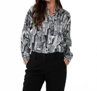 Esqualo Womens City Print Blouse In White
