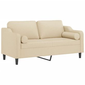vidaXL Sof&aacute; De 2 Plazas Con Cojines Tela Color Crema 140 Cm Vidaxl