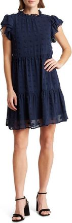 By Design Kelsey Chiffon Mini Swiss Dot Dress in Navy Blazer at Nordstrom Rack, Size Medium