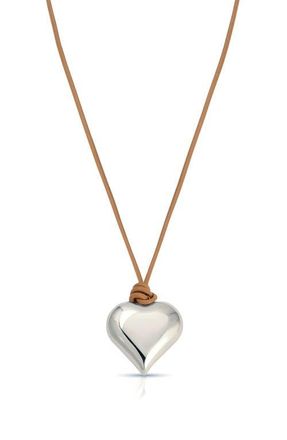Ettika Puffy Heart Pendant Necklace in Tan And Silver at Nordstrom