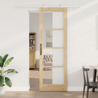 vidaXL Puerta Deslizante Orkdal Marr&oacute;n 78 X 232 Cm Madera Y Metal Vidaxl