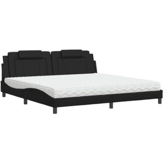 vidaXL Cama Con Colch&oacute;n Cuero Sint&eacute;tico Negro 200x200 Cm Vidaxl