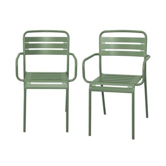 Sweeek Sill&oacute;n de jard&iacute;n bistr&oacute; de acero, set de 2, verde