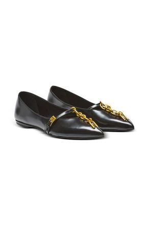 Balmain Shiny lambskin Sync ballet flats in Black at Nordstrom, Size 36
